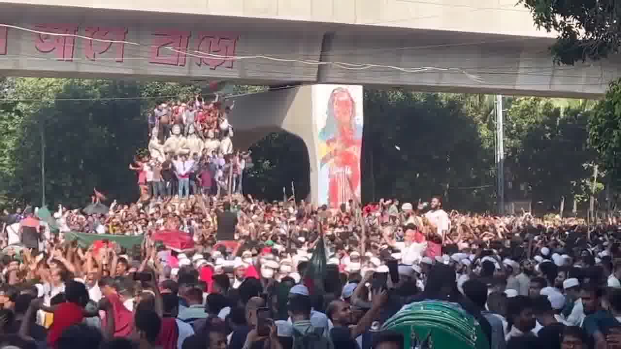 Celebrations erupt in Dhaka following the news that PM Sheikh Hasina has resigned and possibly left the country