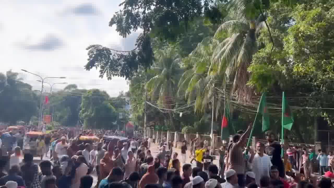 Celebrations erupt in Dhaka following the news that PM Sheikh Hasina has resigned and possibly left the country