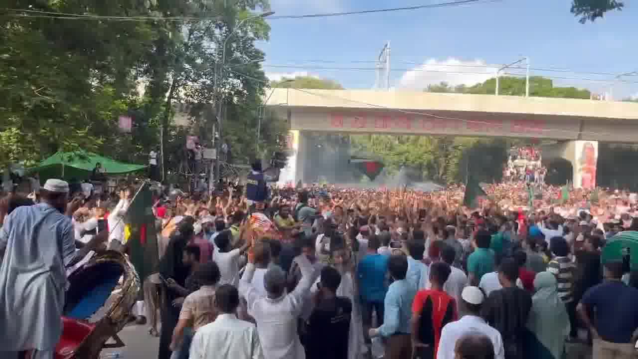 Celebrations erupt in Dhaka following the news that PM Sheikh Hasina has resigned and possibly left the country