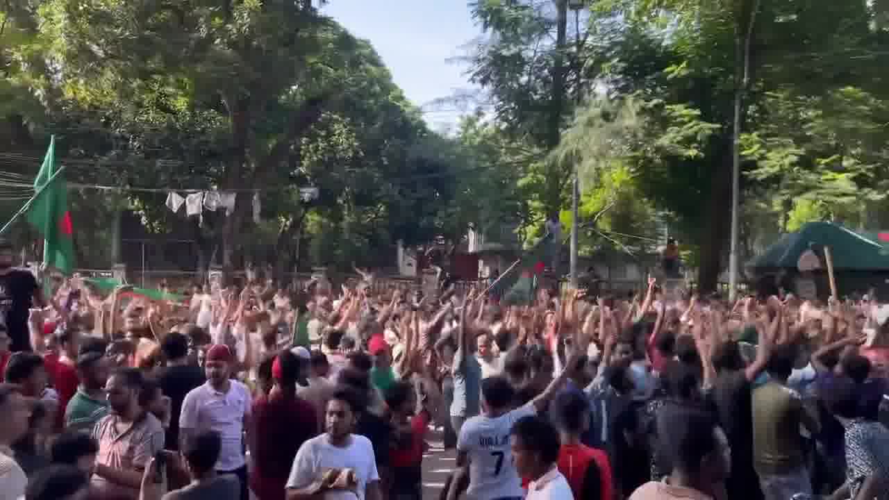 Celebrations erupt in Dhaka following the news that PM Sheikh Hasina has resigned and possibly left the country